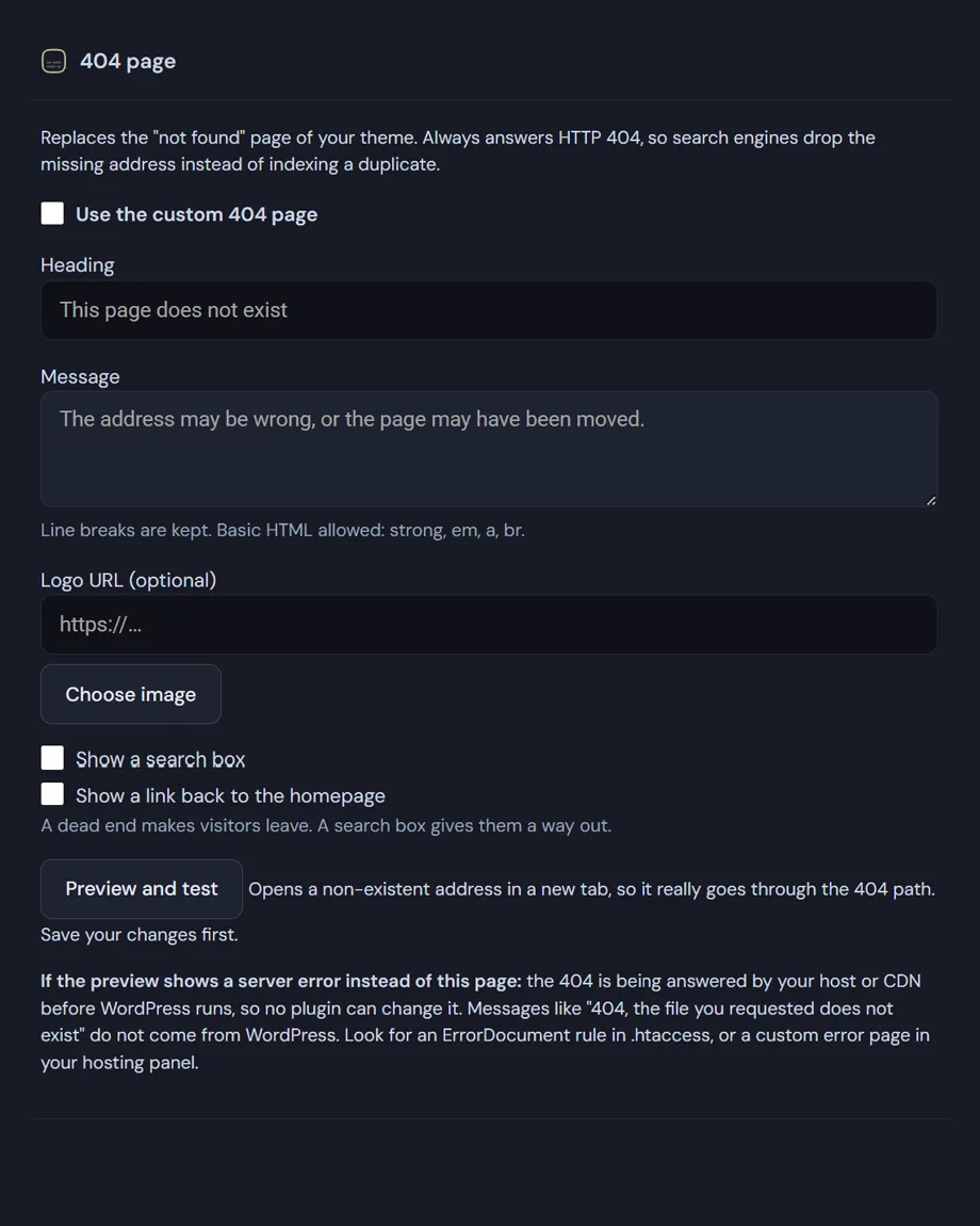 WordPress custom 404 page