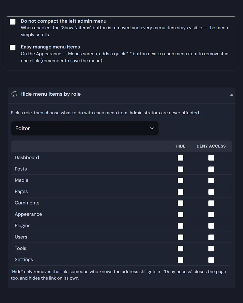 Customize the WordPress admin menu